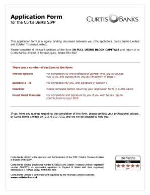 Curtis Banks SIPP Application Form