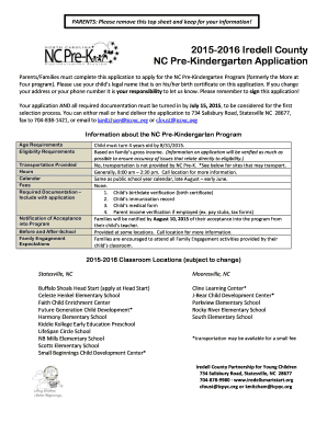 2015-2016 NC Pre-K Application - The Iredell County Partnership ... - iredellsmartstart