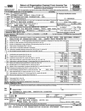 Form 990 Tax Return for Exempt Organizations