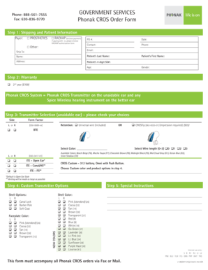 Phonak CROS Order Form