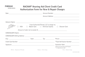 RACHAP Hearing Aid Credit Card Authorization Form