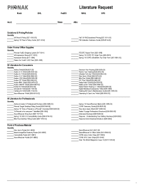 Phonak Literature Request Form