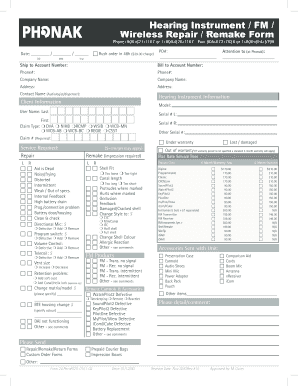 Hearing Instrument Repair Form