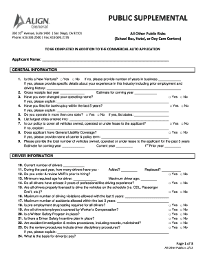Commercial Auto Supplemental Application