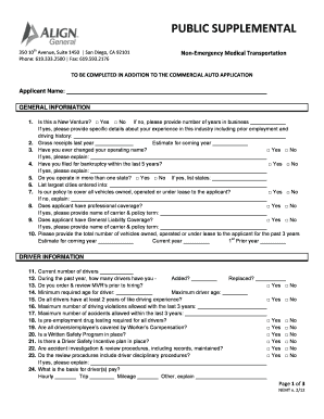 Non-Emergency Medical Transportation Commercial Auto Application