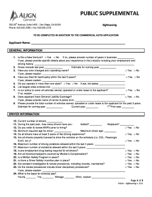 Commercial Auto Application Supplemental Form