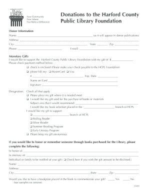 Harford County Public Library Donation Form