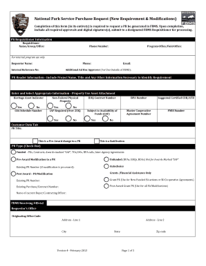 National Park Service Purchase Request Form