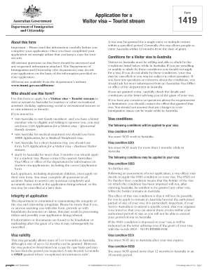 Australia Visitor Visa Application Form 1419