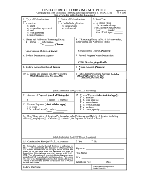 Disclosure of Lobbying Activities Form