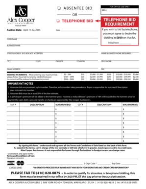 Absentee Bid Form