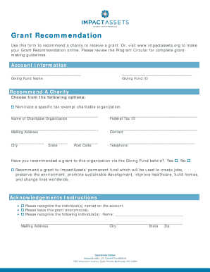 Grant Recommendation Form