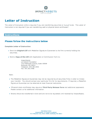 Letter of Instruction for Securities Transfer