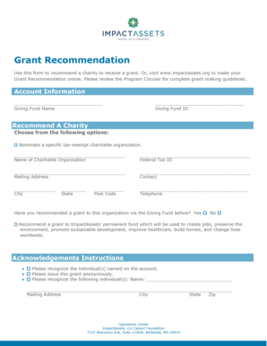 Grant Recommendation Form