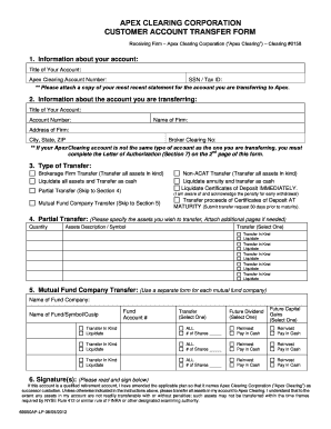 Apex Clearing Customer Account Transfer Form