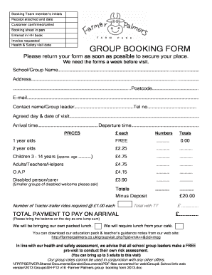 Farmer Palmers Group Booking Form