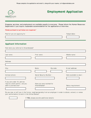 Employment Application Form