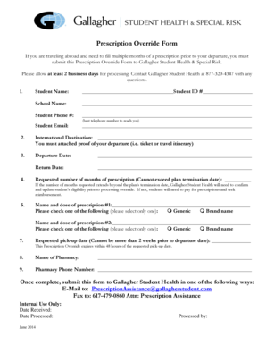 Prescription Override Form