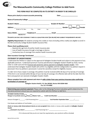 Massachusetts Community College Petition to Add Form
