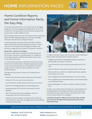 UK Home Information Pack Index Form