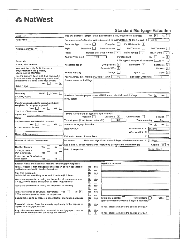 mortgage valuation report example Preview on Page 1