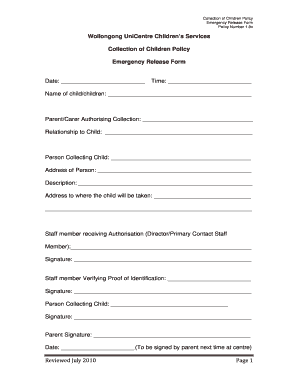 Collection of Children Policy