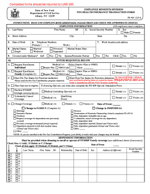 NYS Health Insurance Transaction Form