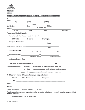 Patient Authorization for Release of Medical Information