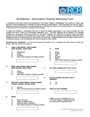 Examination Diversity Monitoring Form