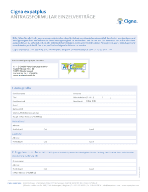 Cigna expatplus Antragsformular Einzelverträge