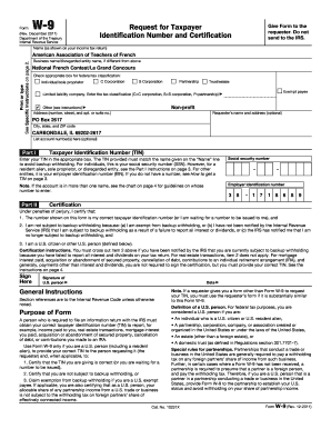 IRS Form W-9 Request for Taxpayer Identification Number and Certification