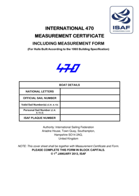 International 470 Measurement Certificate