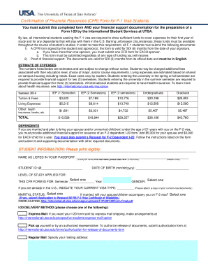 Confirmation of Financial Resources Form for F-1 Visa Students