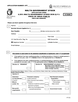 Malta Government Stock Application Form