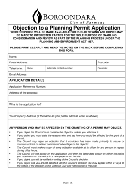Objection to Planning Permit Application