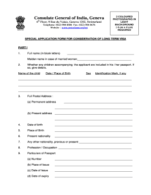 India Long Term Visa Application Form