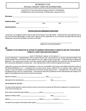 Spousal Consent for Retirement Plan Distributions