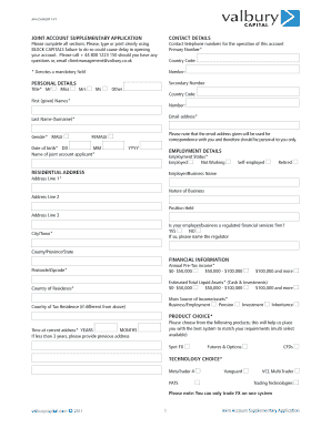 Joint Account Supplementary Application