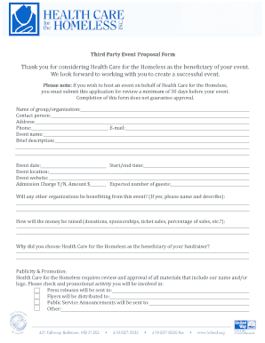 Event proposal pdf - Third Party Event Proposal Form - Health Care for the Homeless - hchmd