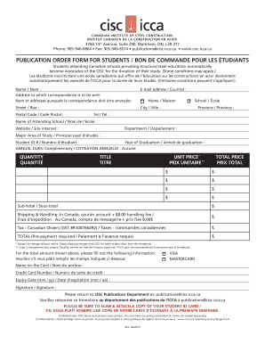Publication Order Form for Students