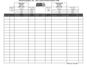 Dixie Boys Baseball Pitcher Eligibility Form