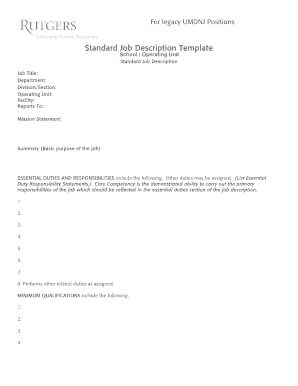 Standard Job Description Template