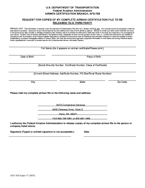 FAA Airman File Request Form