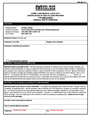 FMLA Certification of Health Care Provider