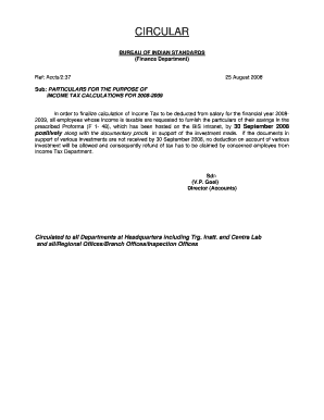 Income Tax Calculation Form