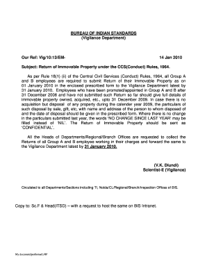 Return of Immovable Property Form