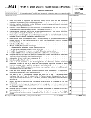 Form 8941 Credit for Small Employer Health Insurance Premiums