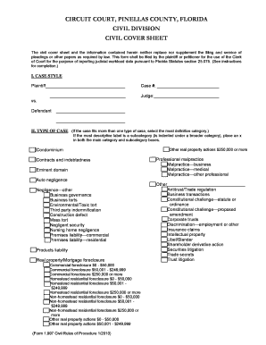 Florida Civil Cover Sheet