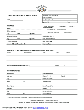 Confidential Credit Application Form