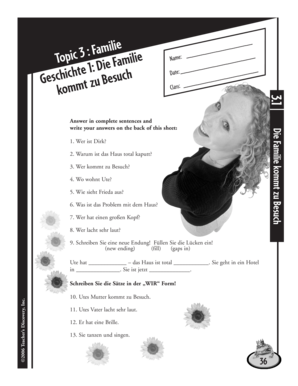 Arbeitsblatt zur Familiengeschichte